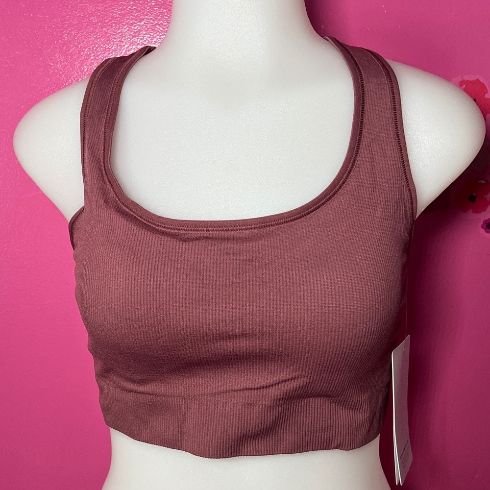 Athleta Aurora Scoop Bra Tawny Rose Medium D-DD